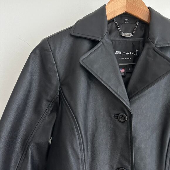 Vintage Leather Jacket Womens Small Button Front Goth Punk Minimalist Tanners NY - Picture 4 of 9